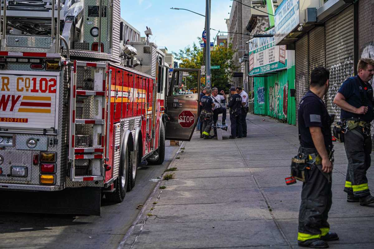 FDNY firetruck at scene of crash in Brooklyn