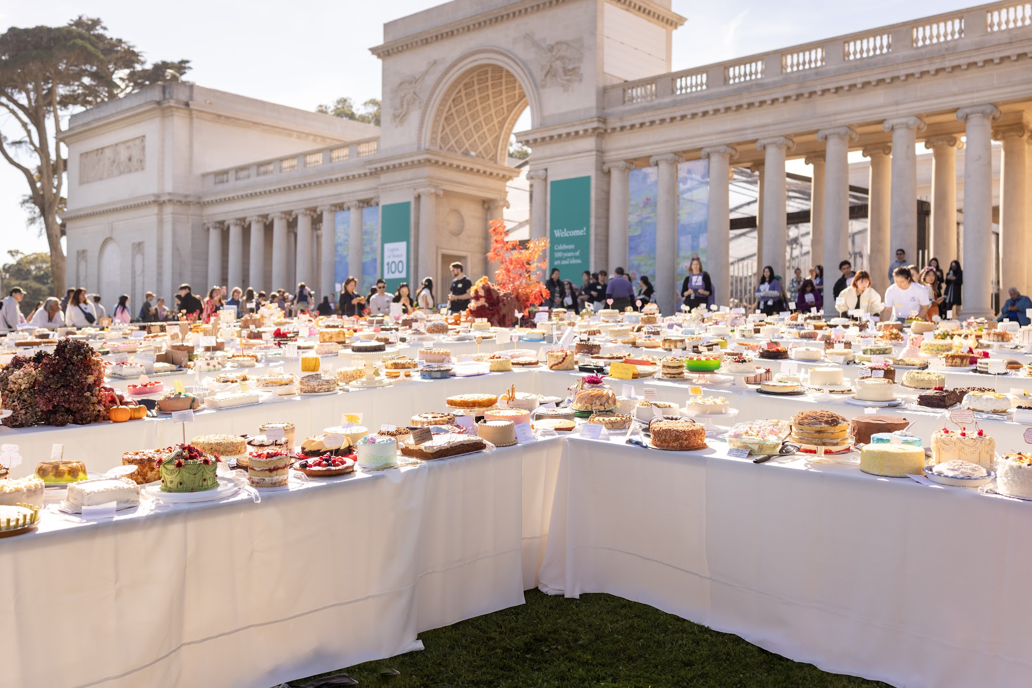 a table of cakes