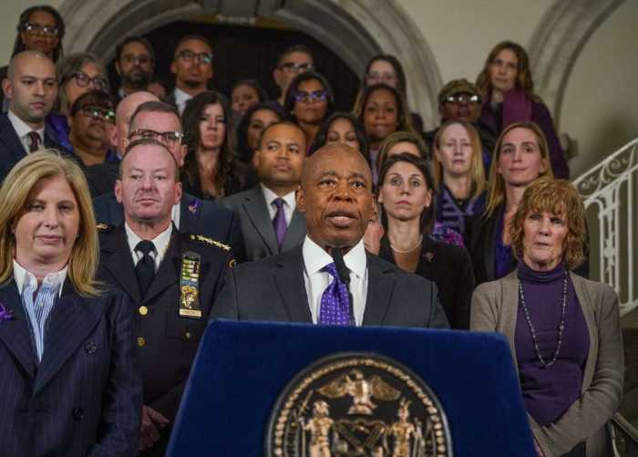 Mayor Adams and NYPD brass speak about formation of new domestic violence unit
