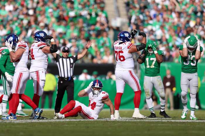 Cam Skattebo injury Giants Eagles