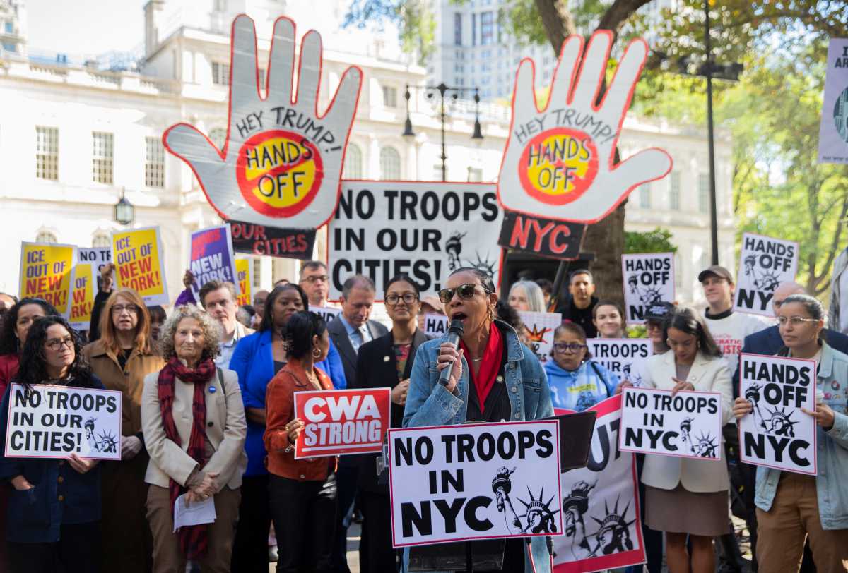 New Yorkers at Hands Off protest against Trump