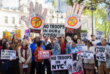 New Yorkers at Hands Off protest against Trump
