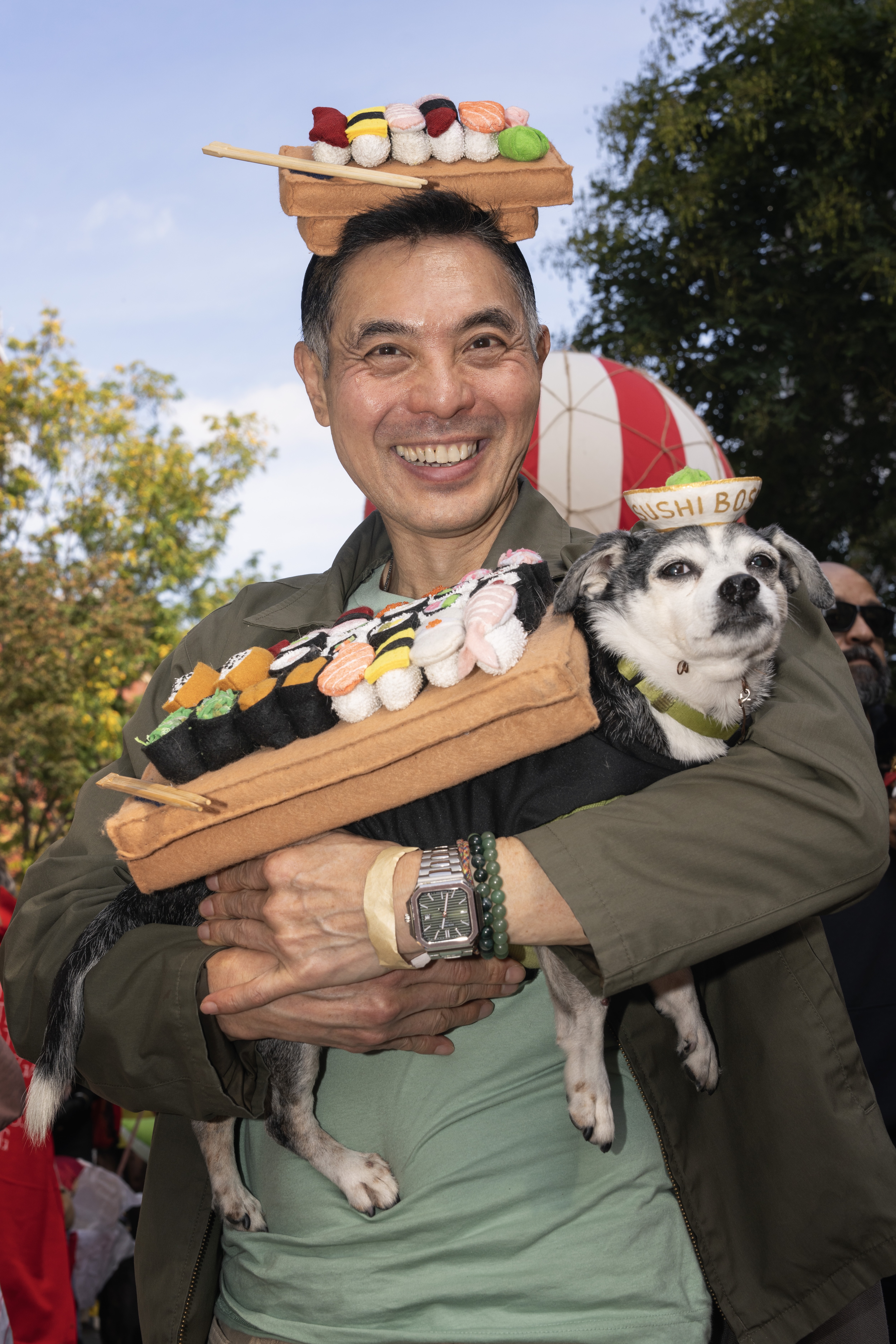What the dogs wore to the 35th Tompkins Square Halloween Dog Parade 4 A dog and his owner dressed up as sushi.