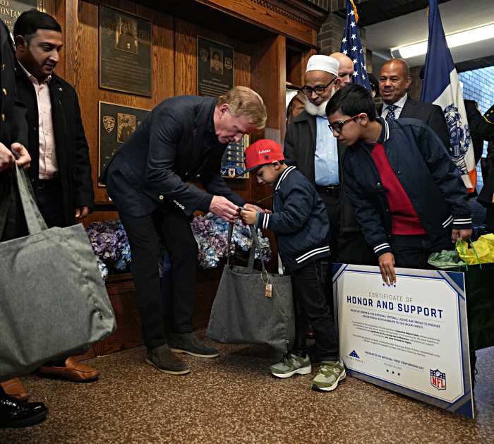 Sons of NYPD officer killed in Midtown mass shooting receive full scholarships from NFL and Folds of Honor 2 NFL commissioner awards scholarship to son of officer slain in Midtown Mass shooting