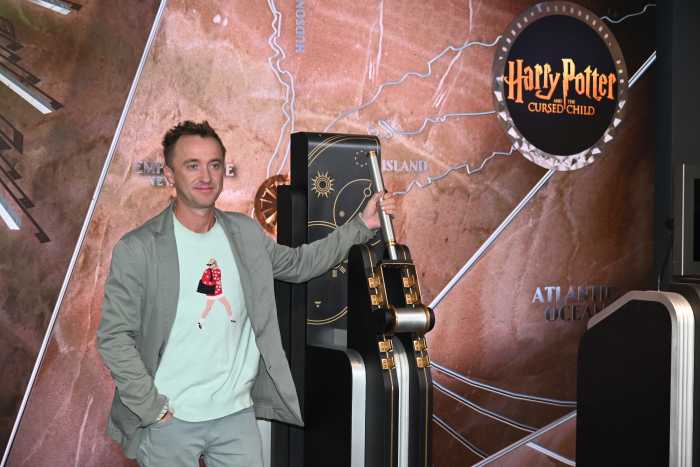 Tom Felton lights the Empire State Building in Slytherin green for Broadway debut 1 Actor Tom Felton lit the Empire State Building ahead of his Broadway debut in "Harry Potter and the Cursed Child."