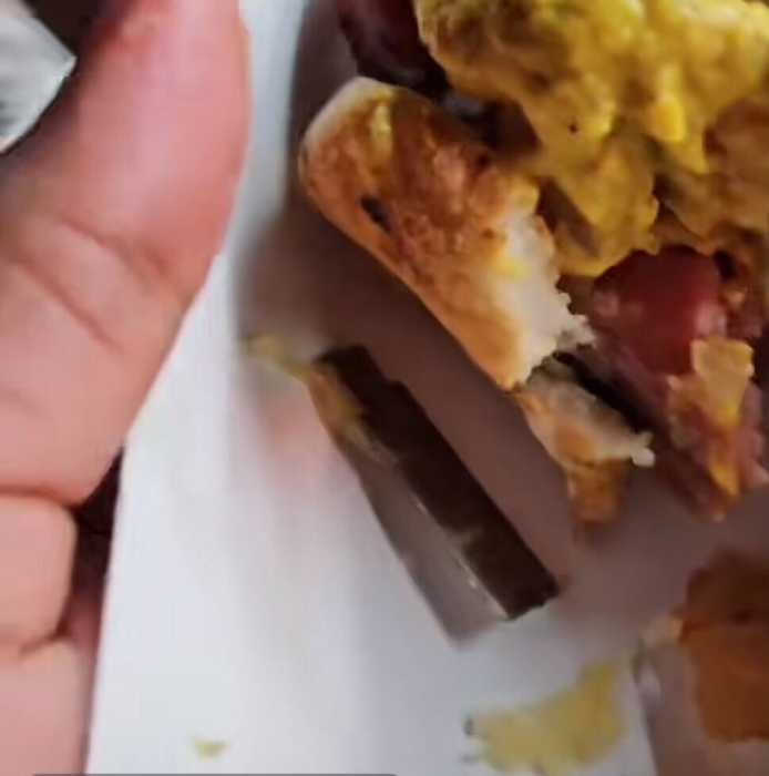 Hard to swallow: NYC probes Nathan’s Famous Coney Island flagship after family says razor found in hot dog 2 A still image from a TikTok video posted by a woman from Arizona appears to show a metal blade inside a hot dog she said her family bought at Nathan’s Famous in Coney Island.