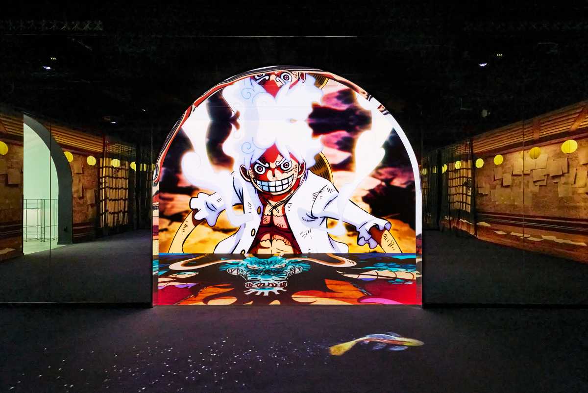 an installation at Mecer Labs showing Luffy from One Piece.