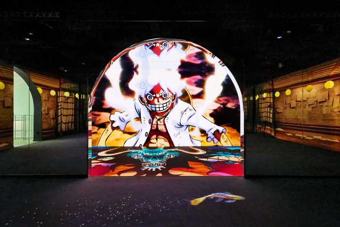 an installation at Mecer Labs showing Luffy from One Piece.