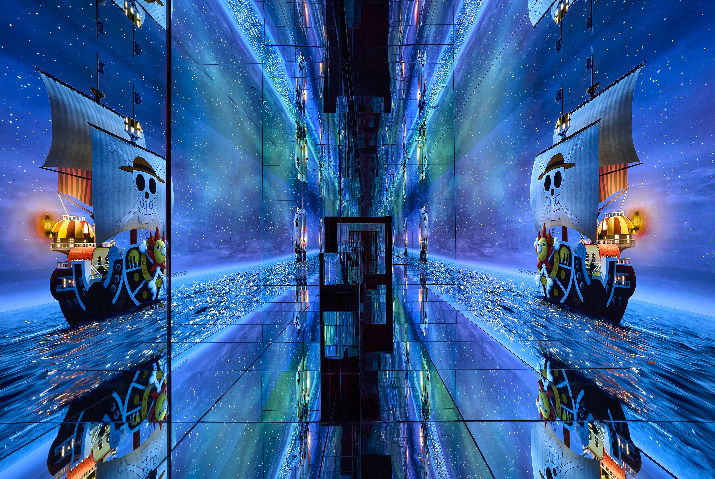 Mercer Labs brings popular anime 'One Piece' to life in new interactive exhibit in New York City 2 The Infinity Room portraying the Thousand Sunny - the Straw Hat Pirates ship.