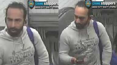 NYPD released these images of a man accused of taking upskirt photos of a woman Thursday in Midtown.