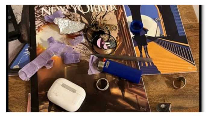 Washington Square Park drug market dismantled; five arrests linked to overdose death of Robert De Niro’s grandson 3 Photo shows pieces of purple bags containing fentanyl and other substances that were allegedly supplied by Maliek Lugg, a/k/a “Scarface,” to 18-year-old from Colorado who was found dead in a Manhattan apartment from an acute overdose caused by fentanyl and fentanyl analogues.