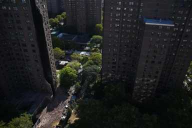 Brick strewn at Bronx building collapse site