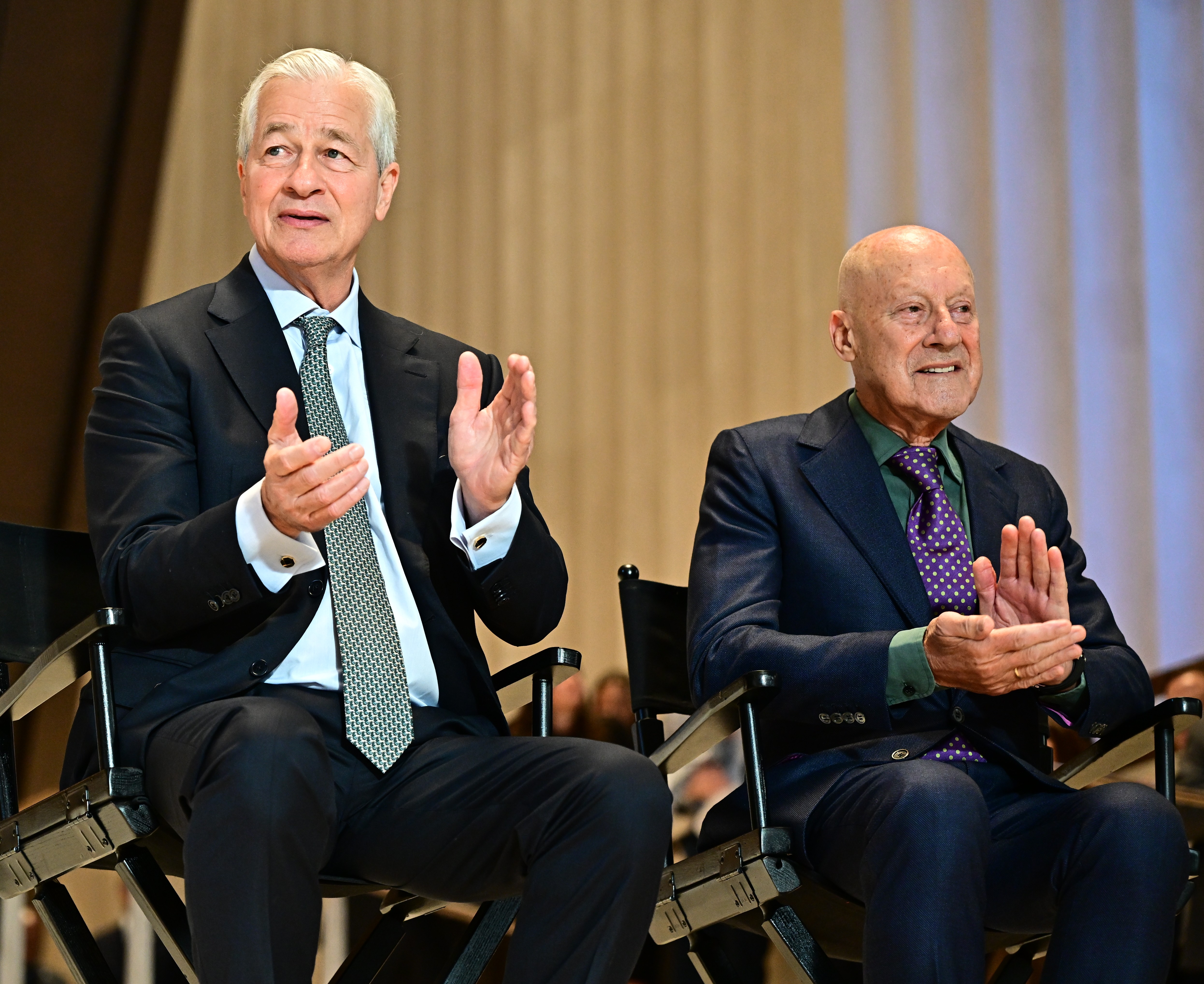 from left, Jamie Dimon, Chairman and CEO of JPMorganChase, and Lord Norman Foster, Founder and Executive Chairman of Foster and Partner