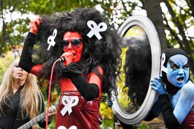 Kembra Phahler of The Voluptuous Horror of Karen Black singing at Tompkins Square Park
