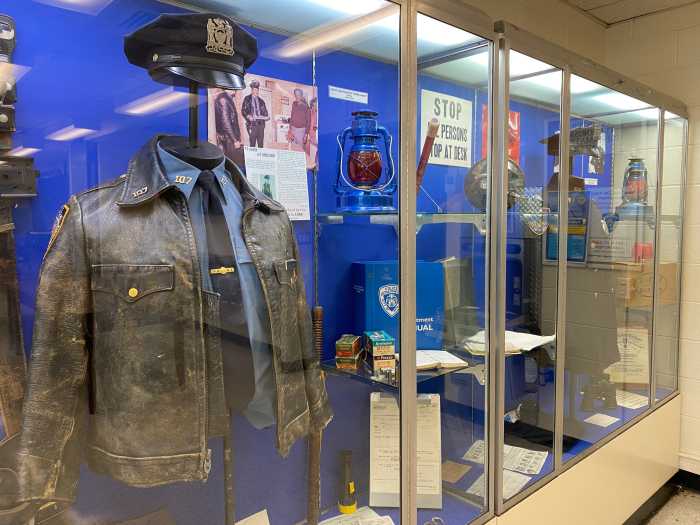 vintage police gear in a display case