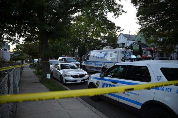 police crime scene in queens at possible murder-suicide
