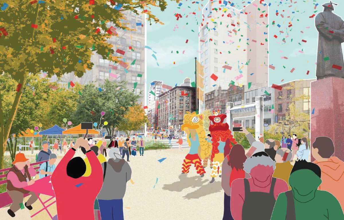 rendering of improvements in Chinatown's Chatham Square