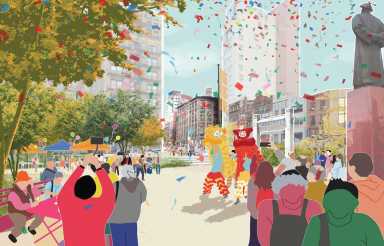 rendering of improvements in Chinatown's Chatham Square