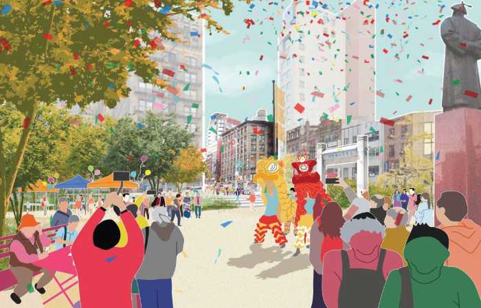 rendering of improvements in Chinatown's Chatham Square