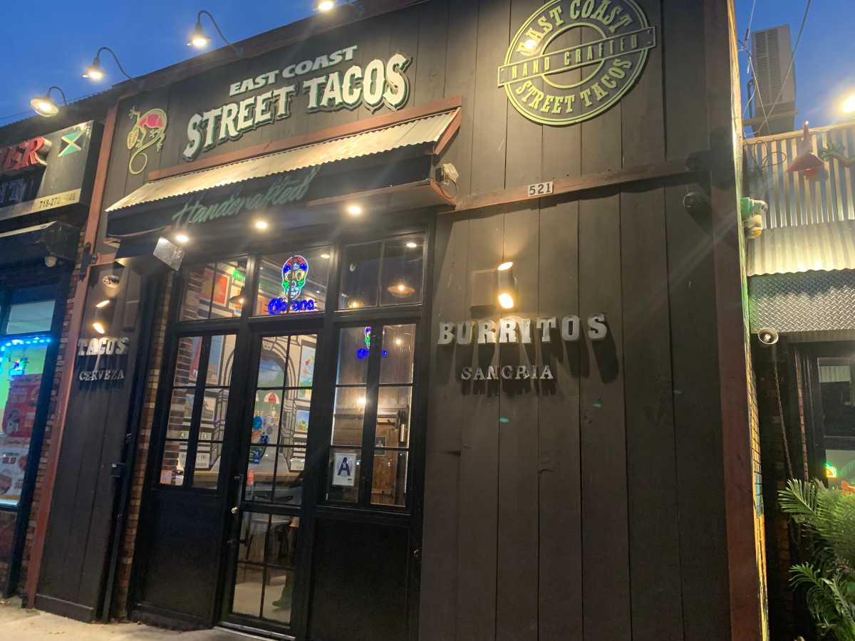 outside of a taco restaurant in Brooklyn