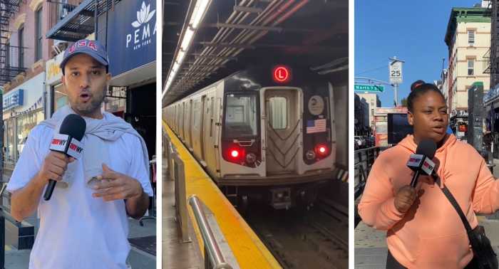 commuters on the L train talking about politics and issues important to them