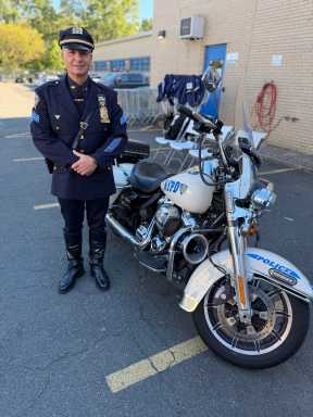 NYPD sergeant and motorcycle ready to retire