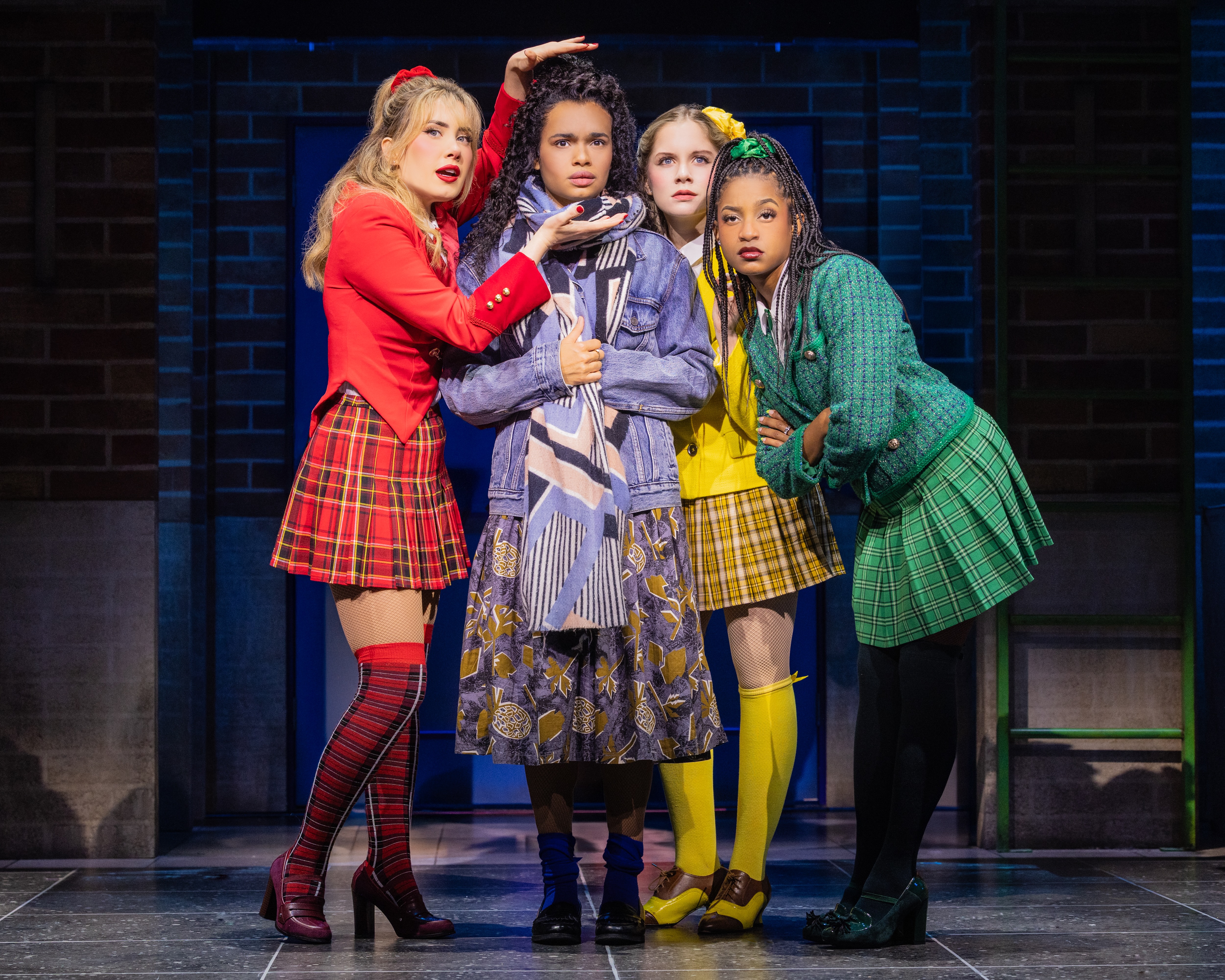 McKenzie Kurtz (Heather Chandler), Lorna Courtney (Veronica Sawyer), Elizabeth Teeter (Heather McNamara) and Olivia Hardy (Heather Duke) in "Heathers The Musical."