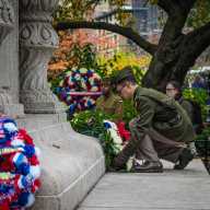 See it! New Yorkers salute 250 years of US military service during Veterans Day Parade on 5th Avenue 6 A soldier lays a wreath at the NYC Veterans Day Parade in Midtown on Nov. 11, 2025.