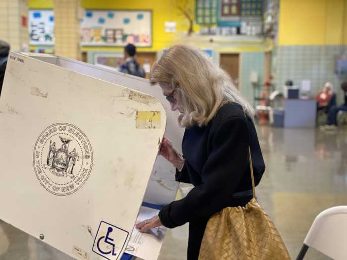 voter in nyc mayor's race at poll in west village