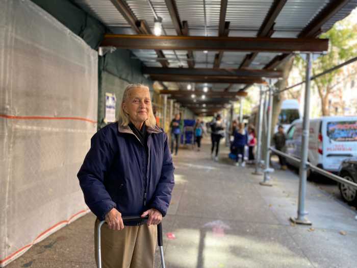 Liz, 90, leaves the polling site at PS41 on West 11th Street in Manhattan’s West Village after casting her ballot for Cuomo 