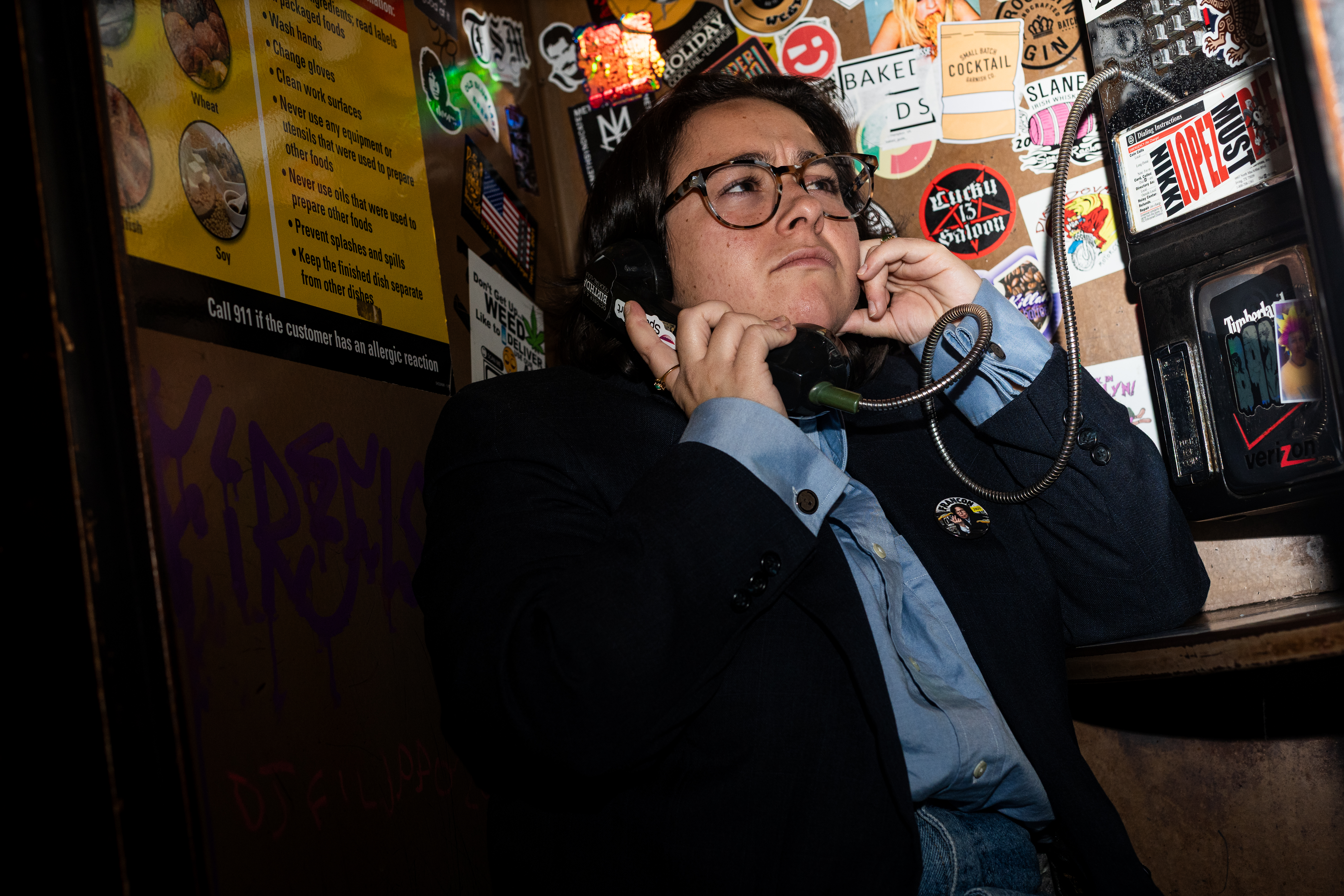 FranCon celebrates NYC's favorite writer, speaker and curmudgeon, Fran Lebowitz 4 FranCon organizer talking on corded phone