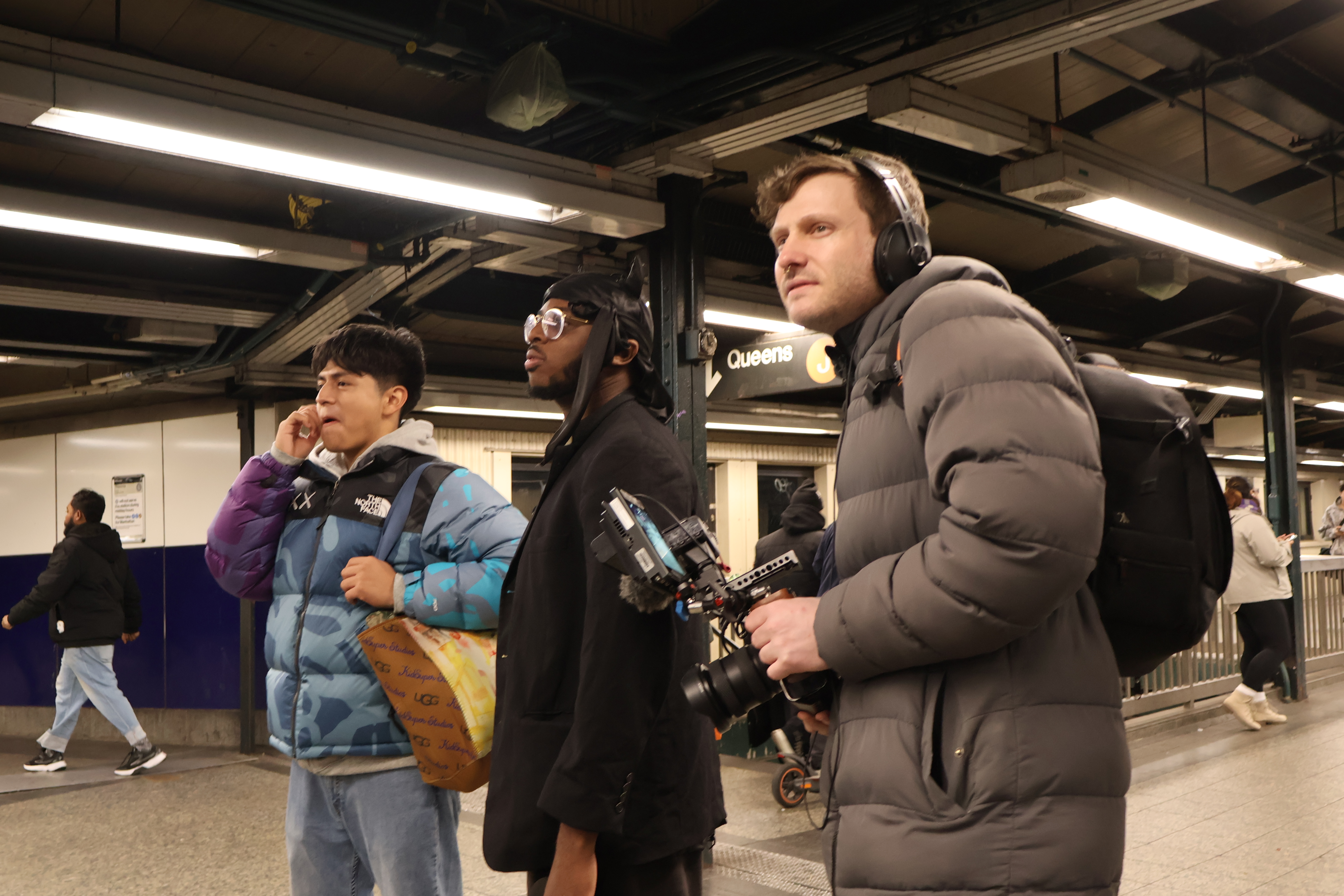 Morris Cornbread in the subway station with his crew.
