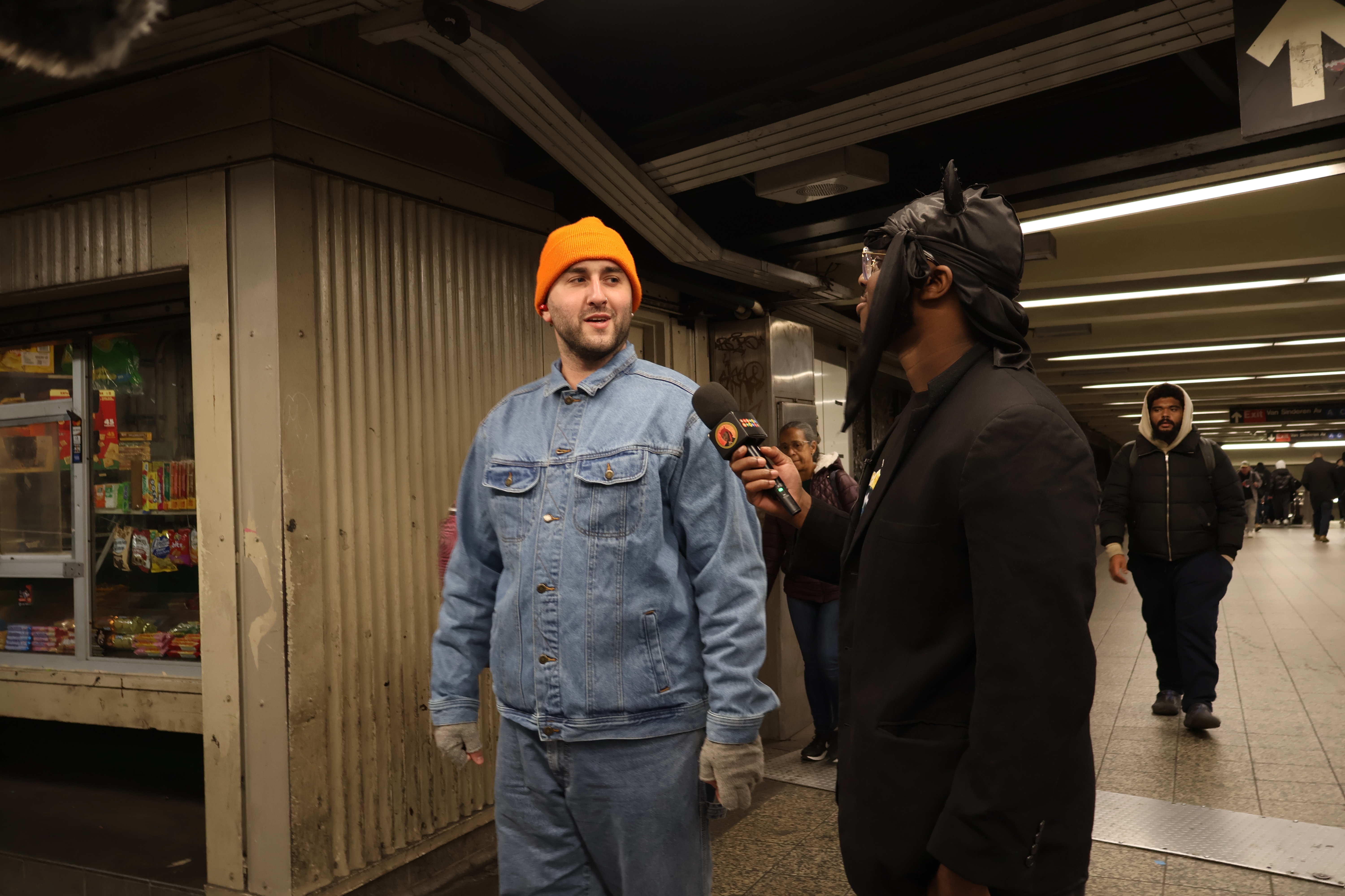Morris Cordewel is stopping people walking through the subway to interview them for content.
