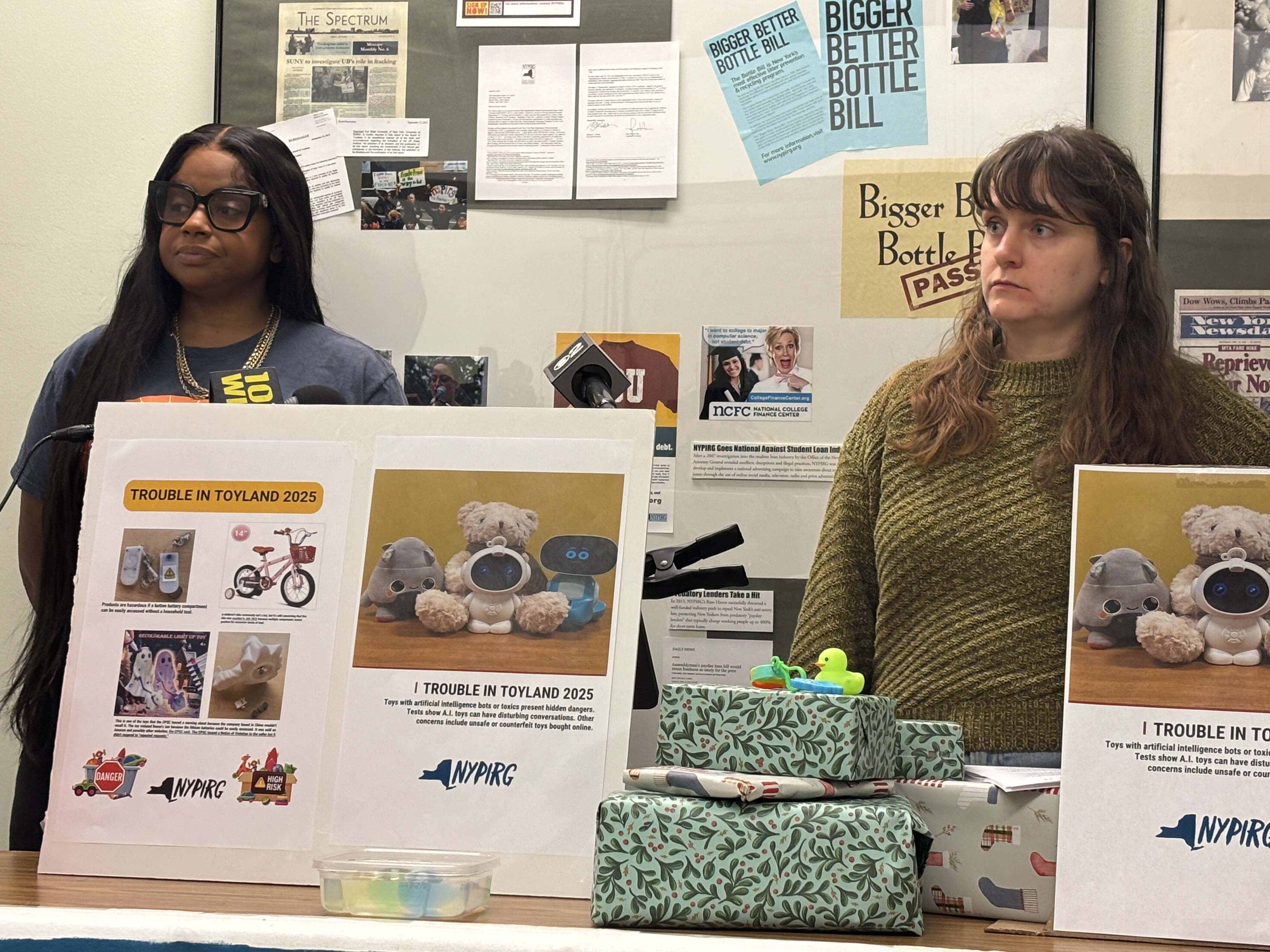 New report shows that talking toys are trouble in Toyland 2 NYPIRG Regional Director Natasha Elder and Cecilia Ellis, NYPIR policy and communications manager