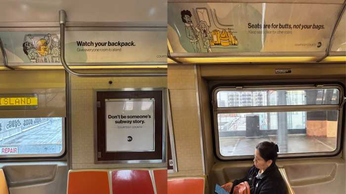 Sophie Ong's MTA Courtesy Counts art campaign is in her portfolio.