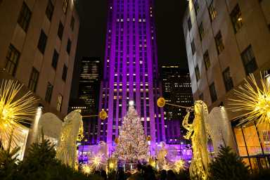 The Rockefeller Center Christmas Tree stands lit during the Rockefeller Center Christmas Tree lighting ceremony on Wednesday, Dec. 4, 2024 in New York.