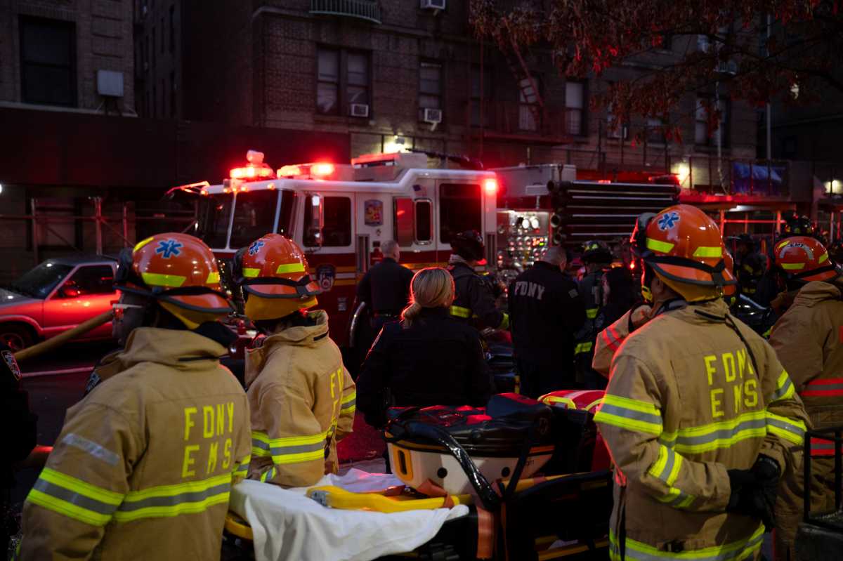 FDNY Paramedics at the scene of a four alarm fire at 1520 Sheridan Ave. in the Bronx on Nov. 28, 2025.