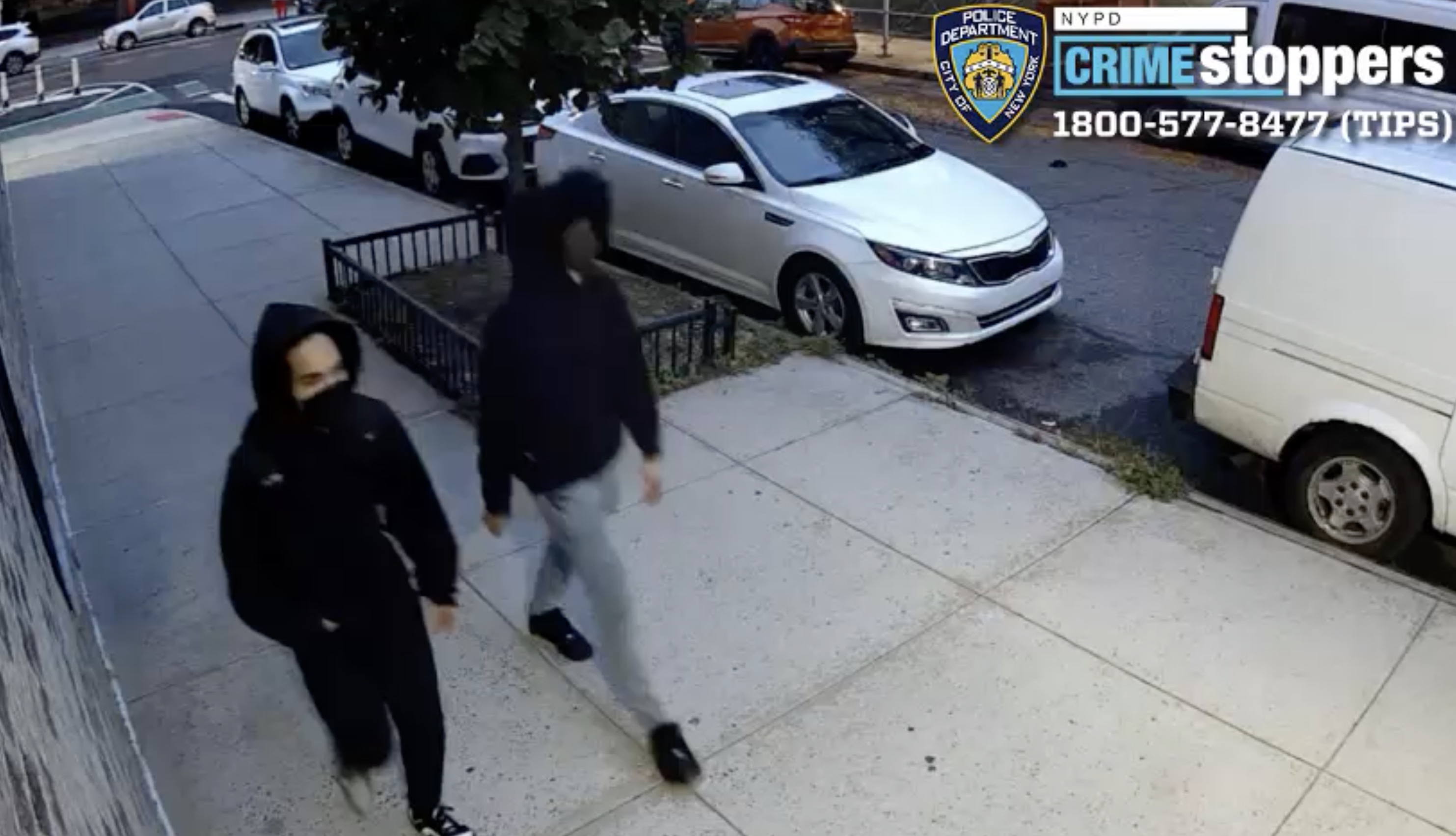 Bronx shooting suspects in masks walking down street