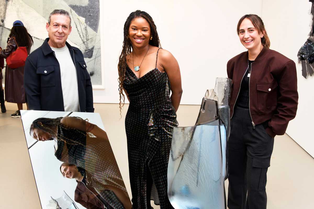 Layers of glass, and meaning: Charisse Weston’s bold art on display in Chelsea 2 ARtist Charisse Weston with gallery owners