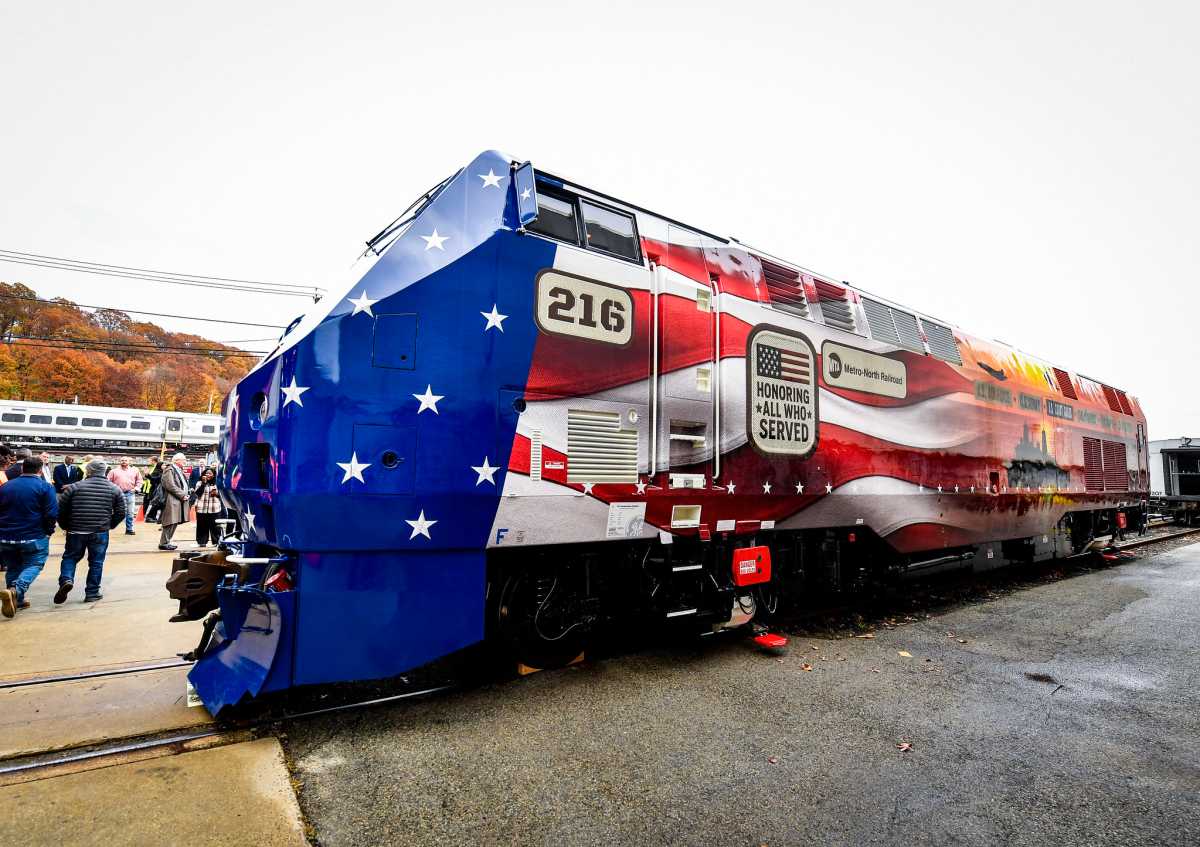 a patriotic-themed locomotive