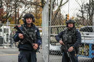 NYPD officers on patrol after National Guard shooting