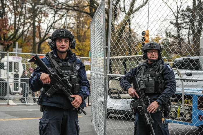 NYPD officers on patrol after National Guard shooting