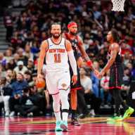 Knicks prep for 1st-ever NBA Cup semifinal vs. Magic, here's how they got there 6 Jalen Brunson Knicks Raptors NBA Cup
