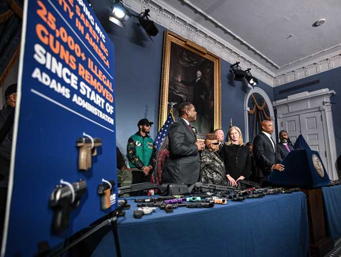 Mayor Adams touts 25,000 illegal guns seized from NYC streets as his tenure draws to a close 4 Mayor Adams speaks about seizure of illegal guns