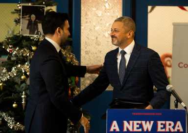 Mayor-elect Zohran Mamdani shakes hand of new budget director
