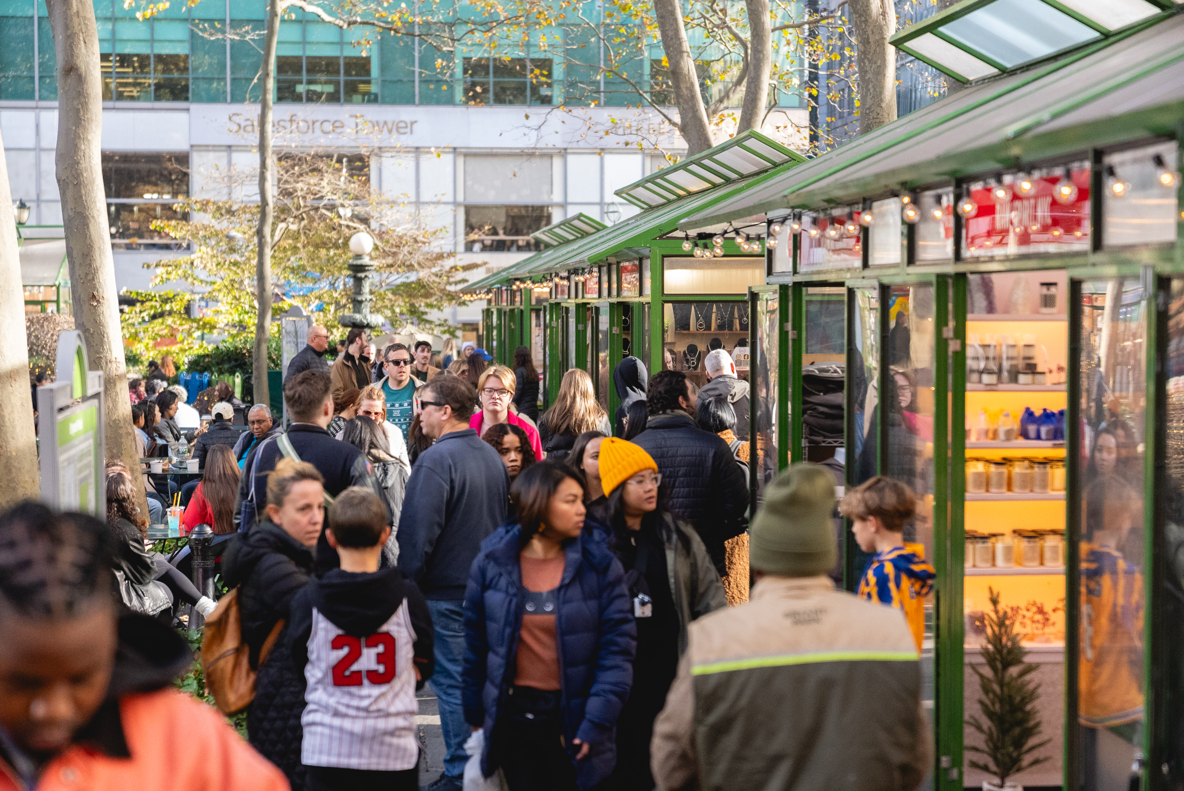 The Holiday Shops in Bryant Park's Winter Village in New York City.