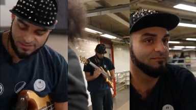 Kayhan “Leftie” Baratali, a one-armed bassist, has become known for playing in the subway.