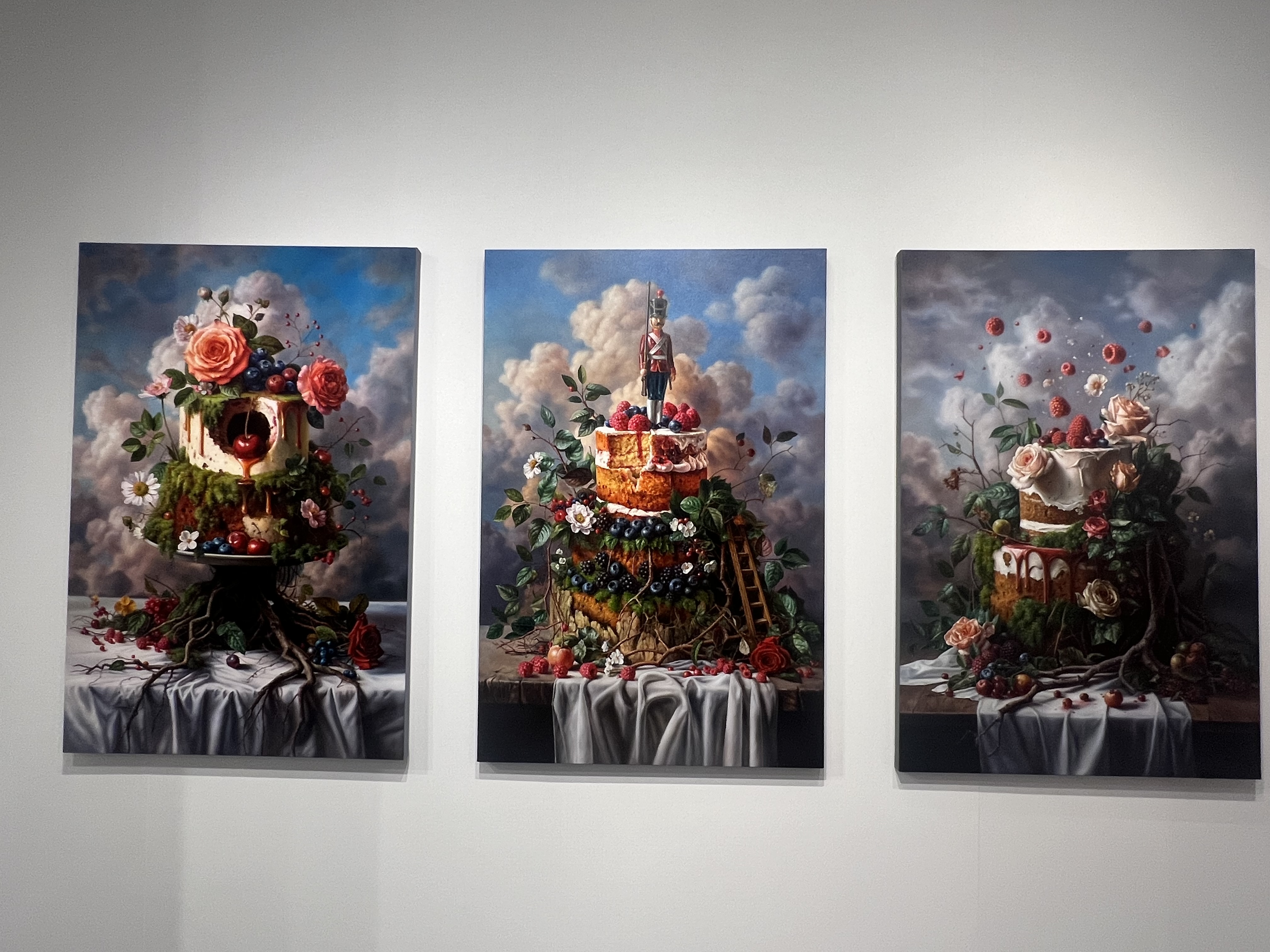Oil paintings by Italian artist Elisa Anfuso, which are part of her series &quot;Carnis in Fabula,&quot; on display during Miami Art Week.