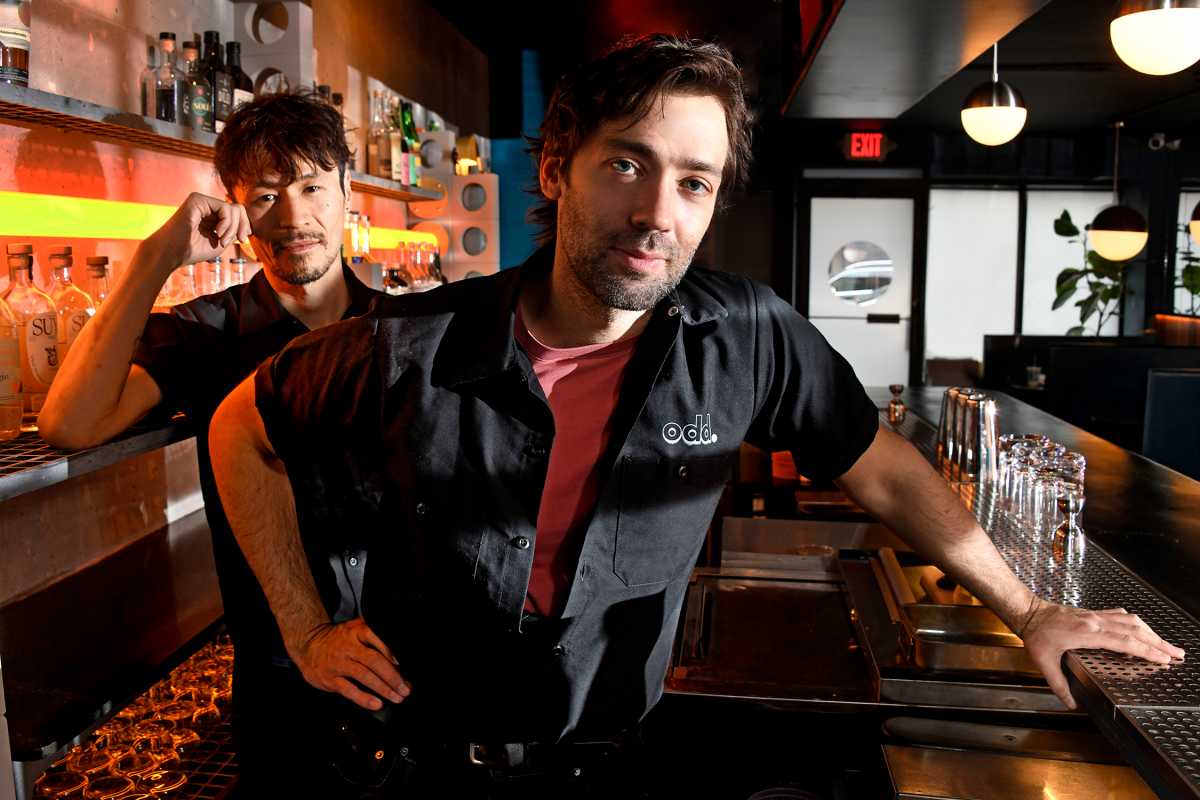 Oddball opens in the East Village, with a creative team mixing offbeat drinks and eclectic comfort food 2 The creators of the unique Oddball drink menu are Allen Oino (left) and Logan Rodriguez