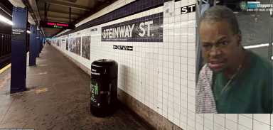 inside of a Queens train station and man wanted for allegedly stabbing a man